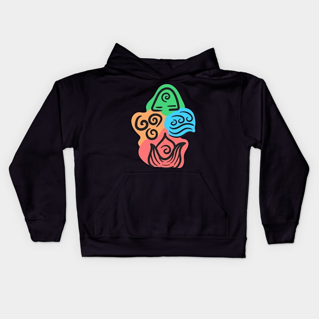 Four elements of avatar Kids Hoodie by happymonday